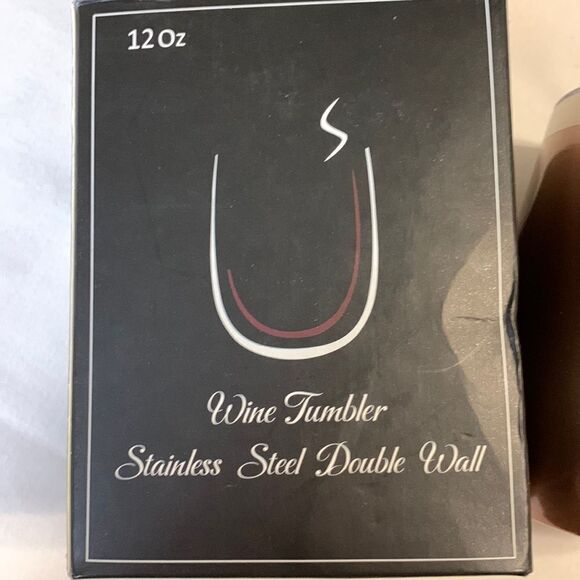 12 ounce bronze color stemless wine glass NWT (see pic for graphic) - Picture 3 of 7